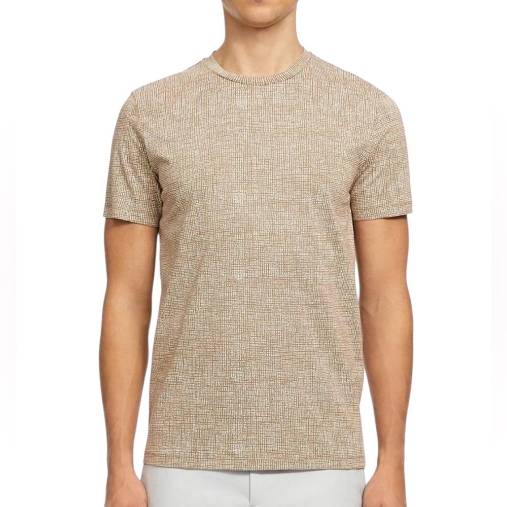 Theory Men's Arrid Beige Thordon Jersey Crew Neck Short Sleeve T Shirt Size M